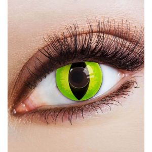Kontaktlinsen Jahreslinsen DEVILISH CAT zweifarbig grün-schwarz