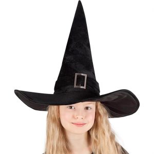 Hexen Zauberer Hexenhut für Kinder aus Samt mit formbarer Krempe KENDRA schwarz