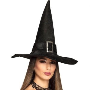 Hexen Zauberer Hexenhut aus Samt mit formbarer Krempe KENDRA schwarz