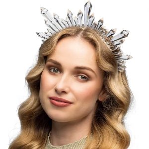 Eiskristalle Krone Diadem Haarreif Heiligenschein aus Metall SAPHIRA klar-gold