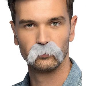 Oberlippenbart selbstklebend SCHNURRBART einfarbig grau
