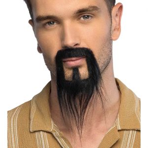 Vollbart FANTASY Schnurrbart Kinnbart Kombi einfarbig schwarz