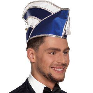 Elferrat Komitee Mütze Schiffchen aus Polyester fallen unterschiedlich groß aus blau-weiß