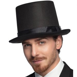 Steampunk / Edelleute Zylinderhut extra hoch aus Filz größenflexibel BYRON schwarz