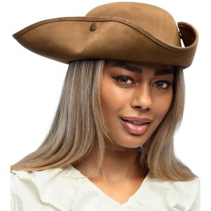 Edelleute / Piraten Dreispitzhut Lederoptik mit Druckknöpfen CHARLES braun