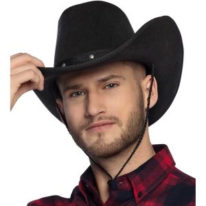 Cowgirl Cowboy Cowboyhut Filzoptik mit Nieten Wichita schwarz