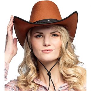 Cowgirl Cowboy Cowboyhut Filzoptik mit Nieten Wichita braun