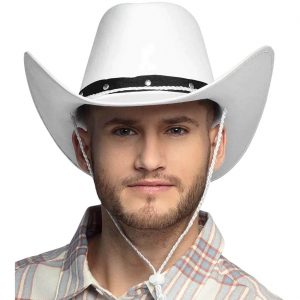 Cowgirl Cowboy Cowboyhut Filzoptik mit Nieten Wichita weiß