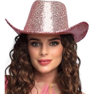 Cowgirl Cowboy / Festival Cowboyhut mit Pailletten RODEO PARTY rosa