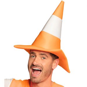 Verkehrshütchen Pylon Hut Spitzhut Textilhut VERKEHRSKEGEL orange-weiß