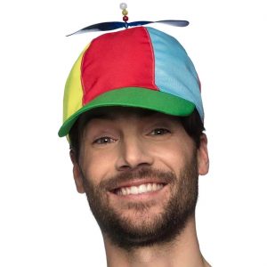 Clown Schildmütze Basecap verstellbar mit Propeller HUBSCHRAUBER bunt