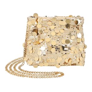 Showgirl Pailletten Handtasche Umhängetasche mit großen Pailletten GLAMOUR 20x18cm gold