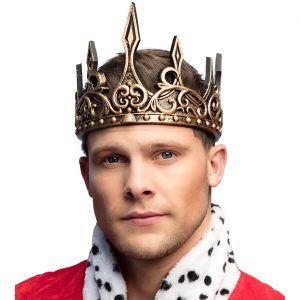 Königinnen Königs Krone Diadem aus Schaumlatex bequem verstellbar MITTELALTERLICHER KÖNIG gold-schwarz