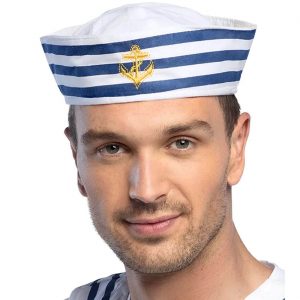 Matrosen Mütze mit Anker NAVY SAILOR weiß-blau