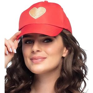 Herz Schildmütze Basecap verstellbar LOVE rot-gold