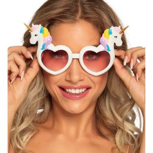 Pferd Einhorn Motivbrille mit rosa Gläsern bunt