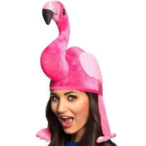 Vogel Flamingo Mütze Textilhut Velours in Flamingoform pink