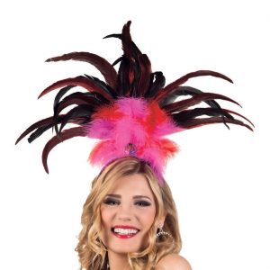 Brasilianischer Federkopfschmuck auf Haarreif Rio schwarz-pink
