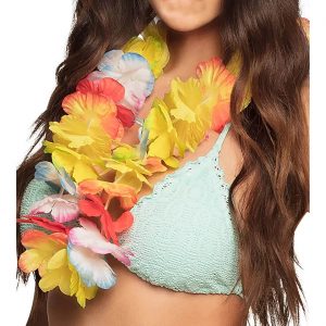 Hawaii / Blumen Halskette Hawaiikette Lei TROPICAL bunt
