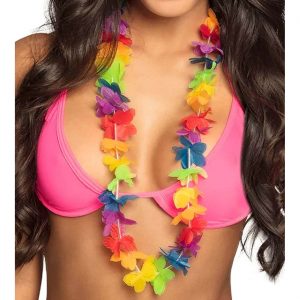 Hawaii / Blumen Halskette Hawaiikette Lei RAINBOW regenbogen
