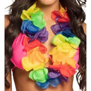 Hawaii / Blumen Halskette Hawaiikette Lei RAINBOW XL regenbogen
