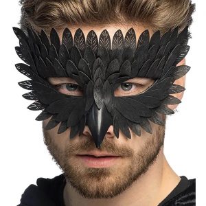 Vogel Krähe Dominomaske mit Schnabel mit angedeuteten Federn aus Kunststoff schwarz