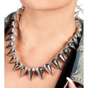 Punk Rocker Nietenhalsband Halskette mit Stachelnieten SPIKE silber