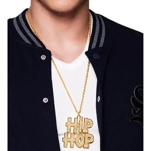 Hip Hop Halskette mit Anhänger Strassoptik edel HIP HOP Glitzer gold