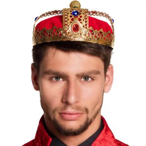 Königinnen Königs Krone aus Metall mit Innenfutter Deluxe gold-rot