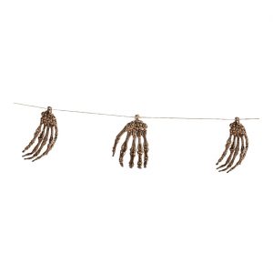 Skeletthand bleich Dekogirlande aus Kunststoff VOODOO HÄNDE 235cm beige