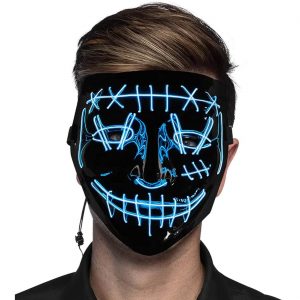 Serienkiller Säuberung Kunststoffmaske mit LED aus PVC ohne Batterien KILLER SMILE schwarz-blau