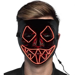 Serienkiller Säuberung Kunststoffmaske mit LED aus PVC ohne Batterien KILLER SMILE schwarz-rot