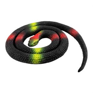 Schlange Deko Standfigur / Hängefigur Python mit gelben und roten Flecken aus Gummi 75cm schwarz