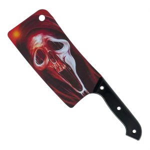 Schreiender Geist Schlachterbeil aus Kusntstoff mit Gesicht 30cm schwarz-bunt