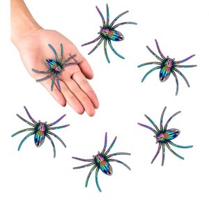 Spinnen Deko Standfiguren Set 7x5.5cm auch als Accessoire irisierend bunt