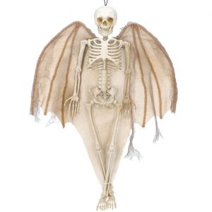 Skelett mit Flügeln Deko Hängefigur 40cm Skelett Engel beige-hellbraun