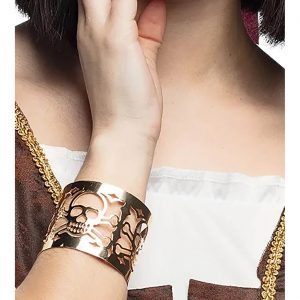 Schädel gekreuzte Knochen Armreif Armspange durchbrochen SKULL gold