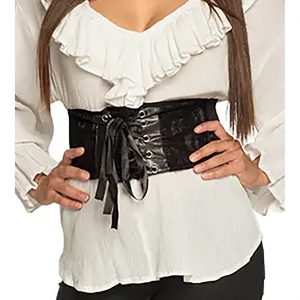 Stretchgürtel geschnürt extrabreit elastisch Korsage KORSETT einfarbig schwarz