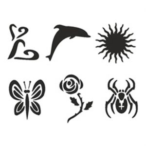 Tattoo Schminkhilfe Schablonen Set von Eulenspiegel selbstklebend BEST OF XL einfarbig klar
