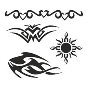 Tribal Tattoo Schminkhilfe Schablonen Set von Eulenspiegel selbstklebend TRIBALS XL klar