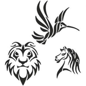 Tiere Tierfigur Tattoo Schminkhilfe Schablonen Set von Eulenspiegel selbstklebend ANIMALS klar
