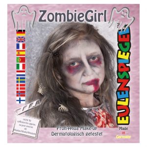 Zombie Wasserschminke Profiqualität Motivset von Eulenspiegel ZOMBIE GIRL Alabaster+Schwarz+M.Grau+K.Rot E-bunt