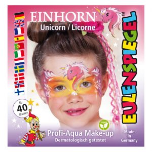 Pferd Einhorn Wasserschminke Profiqualität Motivset von Eulenspiegel EINHORN Violett+Pink+Weiß+Sonnengelb E-bunt
