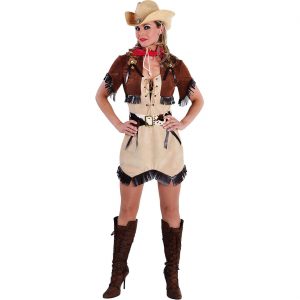 Cowgirl Kostüm Kleid kurz COWGIRL TEXAS Deluxe beige-braun