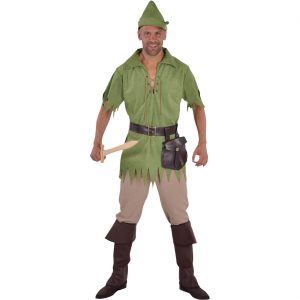 Robin Hood / Peter Pan / Jäger Kostüm Anzug mit Gürtel Mütze und Tasche ROBIN grün