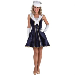 Matrosin Kostüm Kleid kurz SAILOR Deluxe dunkelblau-weiß