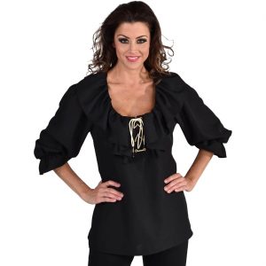 Mittelalterliches / Piraten / Cowgirl Hemd Bluse geschnürt schwarz