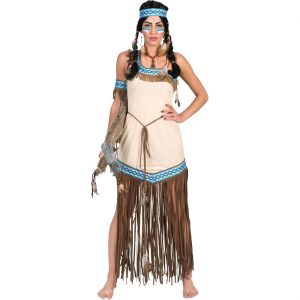 Indianerin Kostüm Kleid kurz THUNDERING TEEPEE SQUAW creme-türkis