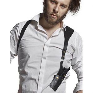 Polizei Schulterholster mit einer Tasche Lederoptik mit gekreuzter Rückseite schwarz