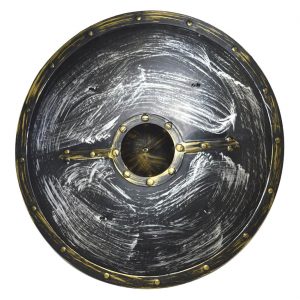 Gladiatoren Spartaner Schild 45cm Durchmesser Rundschild getriebene Spitze silber-gold